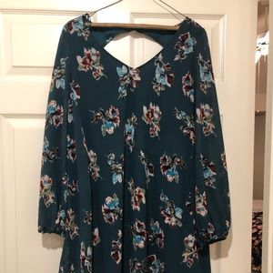 Teal floral swing dress
